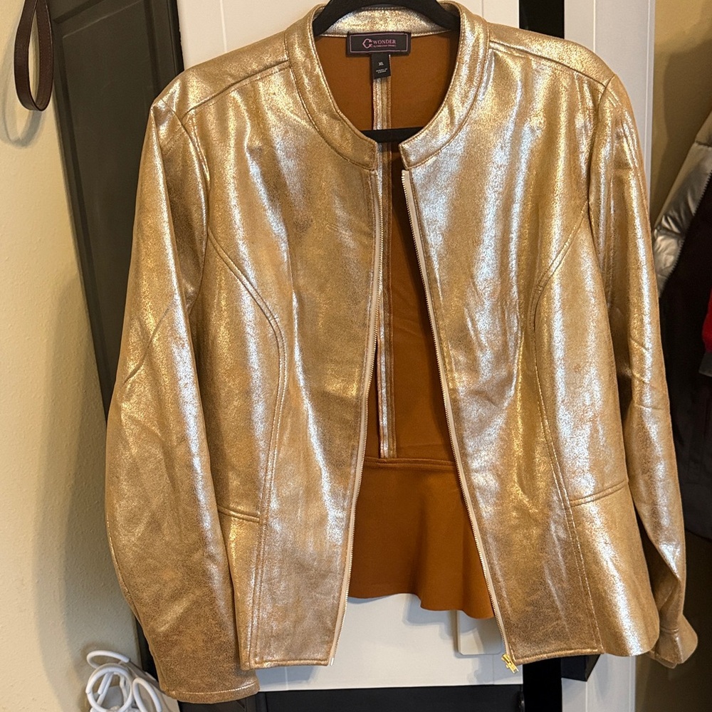 Chico's Metallic Gold Leather Jacket - Women's